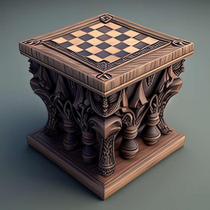 نموذج ثلاثي الأبعاد لآلة CNC أثاث طاولة الشطرنج
